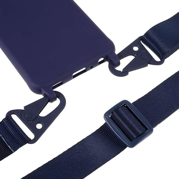 Tyndt TPU-etui med mat finish og justerbar strop til Samsung Galaxy A32 - Mørkeblå Blue