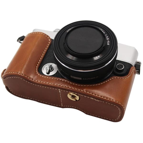 Olympus PEN E-P7 läderfodral med batteriöppning - Brun Brun