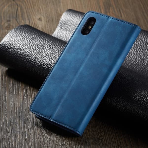 FORWENW iPhone XS læder flip cover - Blå Blue