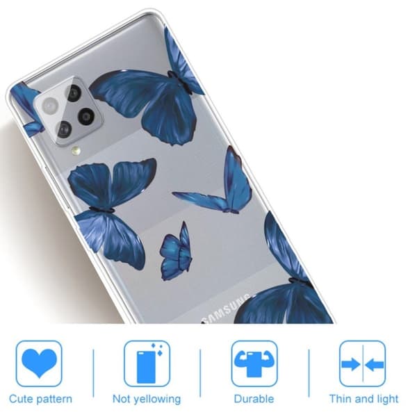 Deco Samsung Galaxy A42 5G Etui - Blå Sommerfugl Blue
