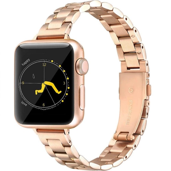 Apple Watch Series 8 (45mm) / Watch Ultra klockarmband i metall med tre pärlor - Roséguld Rosa