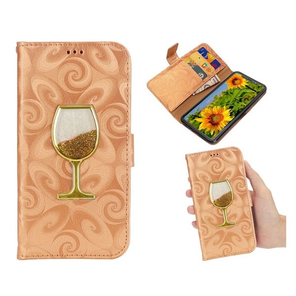iPhone Xr flip cover i læder med spiralstruktur - Orange Orange