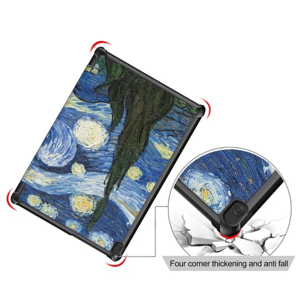 Lenovo Tab M10 läderfodral med trefaldigt mönster - Natthimmel Blå