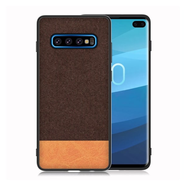 Samsung Galaxy S10 Pllus stof tekstur læder etui - Kaffe / Brun Brown