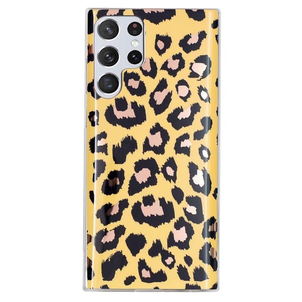 Deco Samsung Galaxy S23 Ultra skal - Galvaniserat Leopardmönster Brun