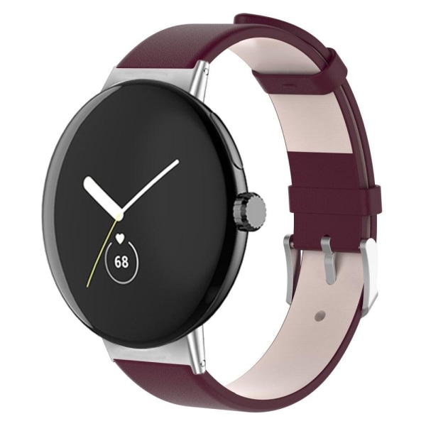 Enkelt klockarmband i läder för Google Pixel Watch - Vinröd Röd