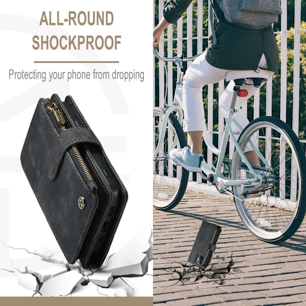 CaseMe iPhone 12 Mini etui med lynlås og pung - Sort Black