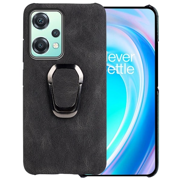Stødsikker Læder Cover med Oval Stativ til OnePlus Nord Ce 2 Lite 5g - Sort Black