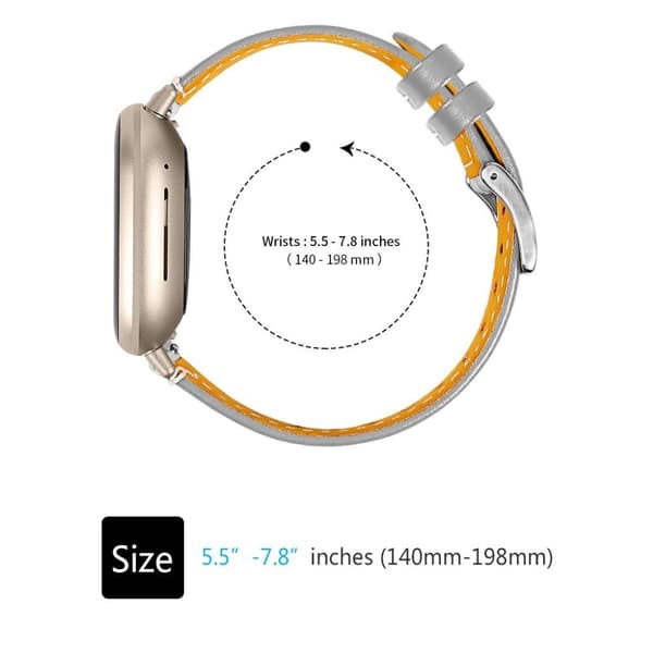 Fitbit Sense / Versa 3 klokkerem i ekte skinn - Grå Silver grey