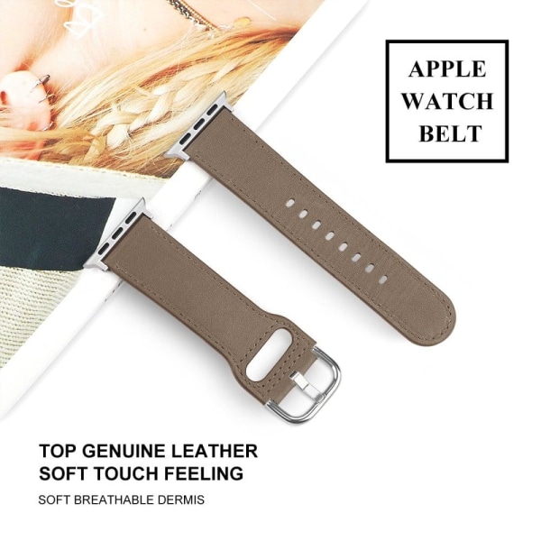 Apple Watch (45mm) Top Layer Aitoa Nahkaa Rannekellon Nauha - Kahvi Brown