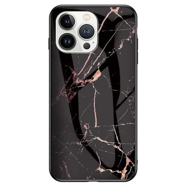 Fantasy iPhone 14 Pro Max cover - Guld Sort Marmor Black