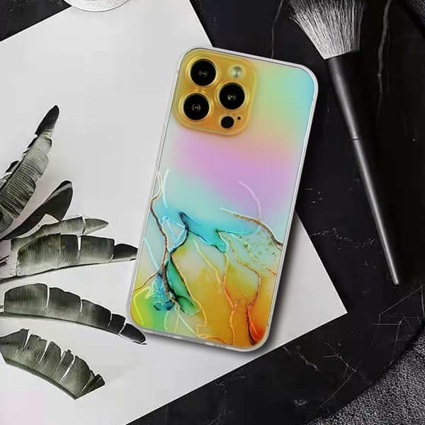 Marble iPhone 15 Pro Suojakotelo - Keltainen Multicolor