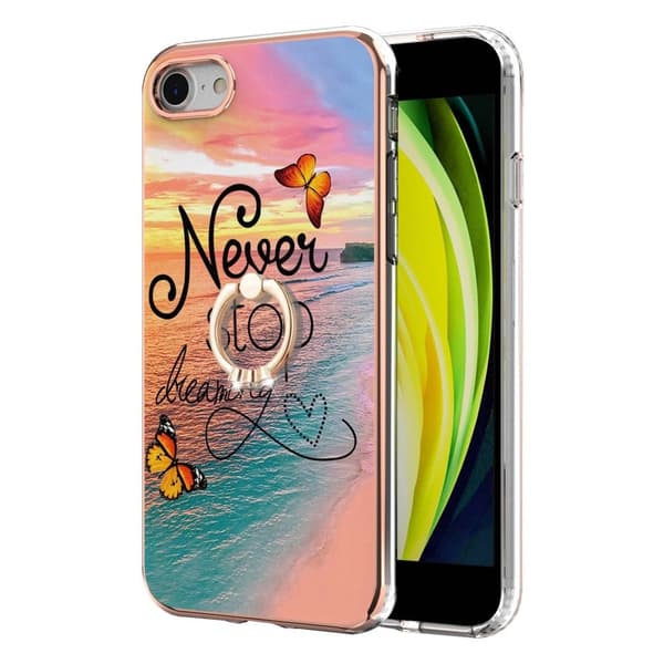 Marble Mønstret Deksel med Ring Holder til iPhone Se (2022) / 2020 / 8 - Never Stop Dreaming Multicolor