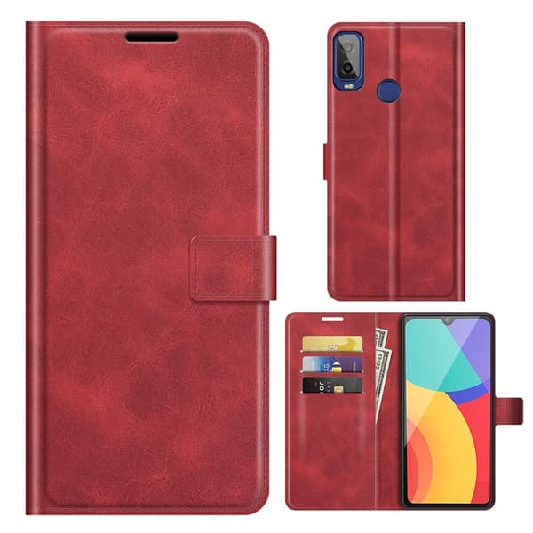 Lompakko Nahkakotelo For Alcatel 1l (2021) - Punainen Red