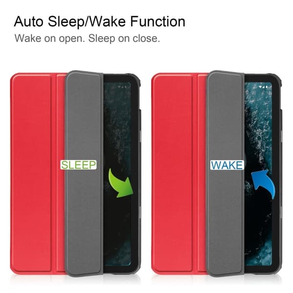 Nokia T20 tri-fold PU læder flip taske - Rød Red