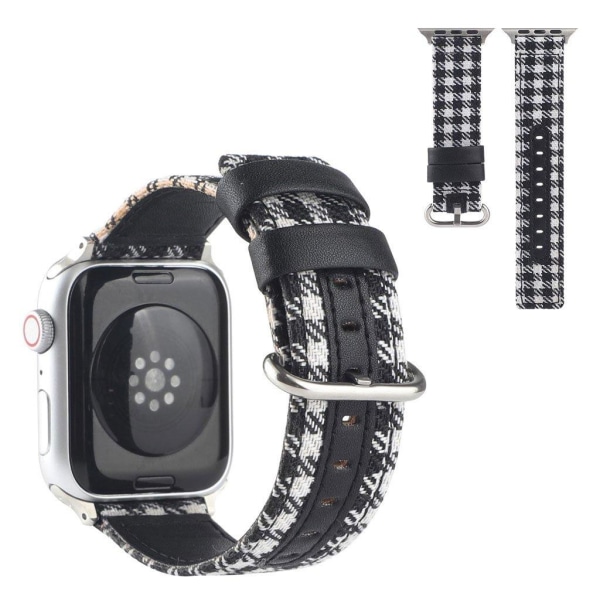 Apple Watch Series 6 / 5 40 mm ternet nylon-urrem - Sort / Hvid White