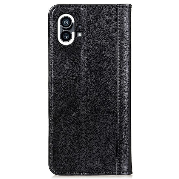 Äkta läder Nothing Phone (1) fodral med magnetisk stängning Svart