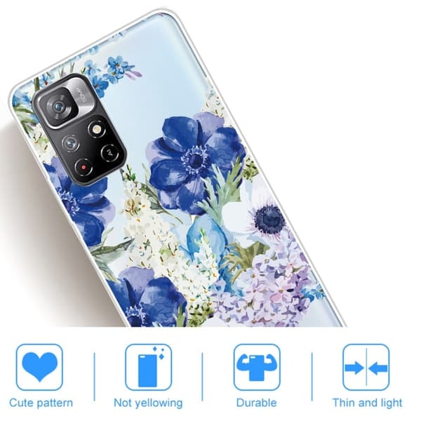 Deco Xiaomi Redmi Note 11T 5G / Note 11s 5g Etui - Watercolor Blomst Blue
