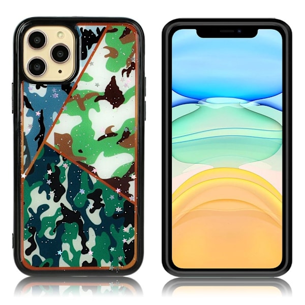Marmormotiv iPhone 11 skal - Trippel-Kamouflagemönster Grön