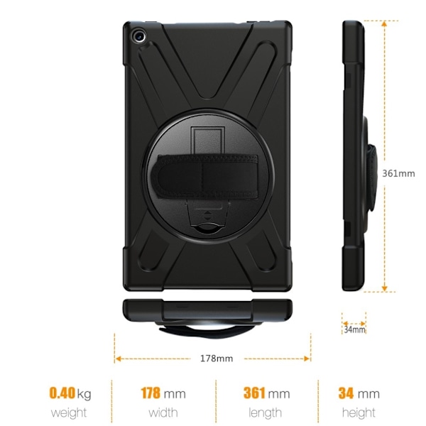 Amazon Fire HD 10 X-muotoinen yhdistelmäkotelo - Musta Black