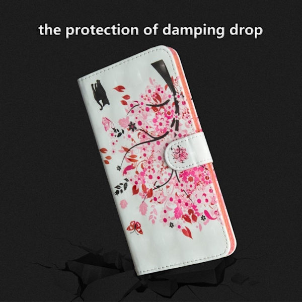 Huawei P Smart - Enjoy 7S mobilfodral syntetläder silikon stående plånbok - Blomträd multifärg