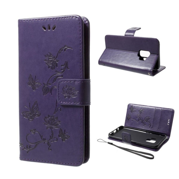 Samsung Galaxy S9 perhoskukka suojakotelo - Tummanvioletti Purple