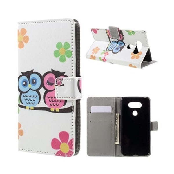 Hagerup læder-etui til LG G5 med kortholder og holder - Uglepar Multicolor