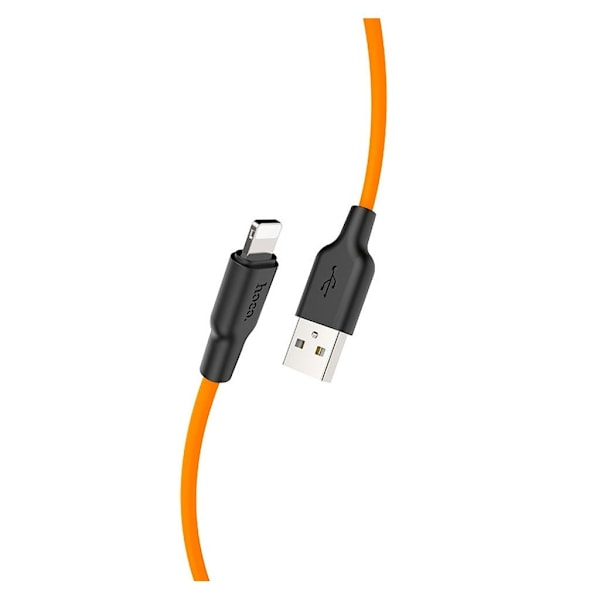HOCO X21 Plus Silikoneopladerkabel til Lightning - Sort & Orange Orange