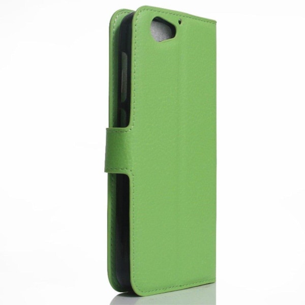 HTC A9s Litsi Pintainen Nahkakotelo Lompakko - Vihreä Green