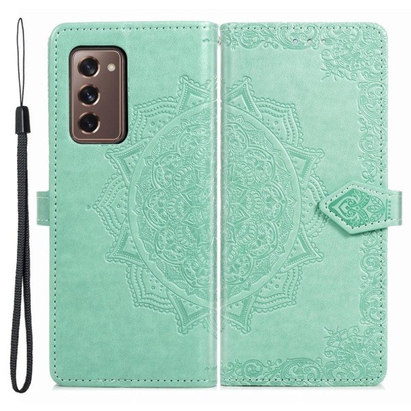 Mandala Samsung Galaxy Z Fold2 5G Flip Etui - Grøn Green