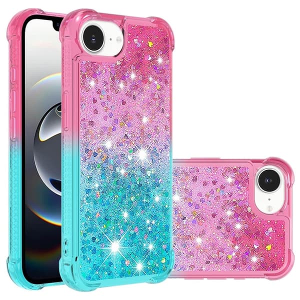 iPhone 16e Fleksibelt etui Gradient Quicksand Telefon bakdeksel - Rosa + Himmelblå Pink