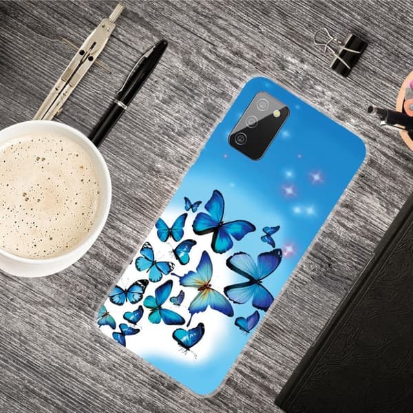 Deco Samsung Galaxy A02s Etui - Blå Sommerfugl Blue