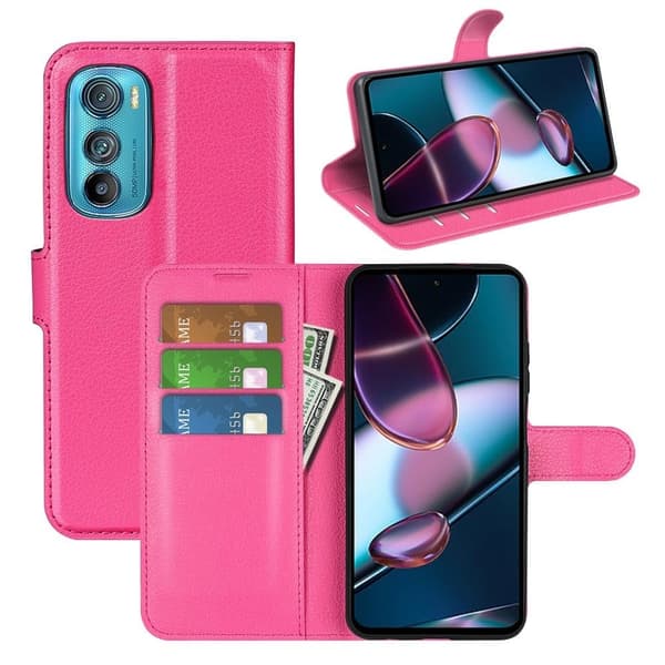 Classic Motorola Edge 30 flip kuoret - Ruusu Pink
