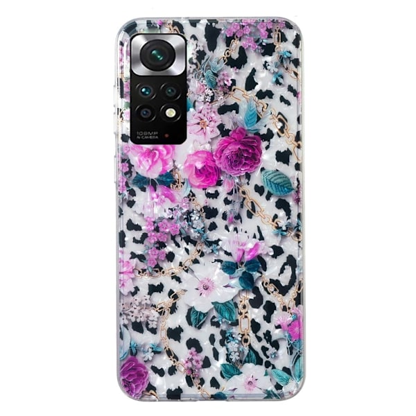 Marble Xiaomi Redmi Note 11S / Note 11 Etui - Leopard og Blomst Purple