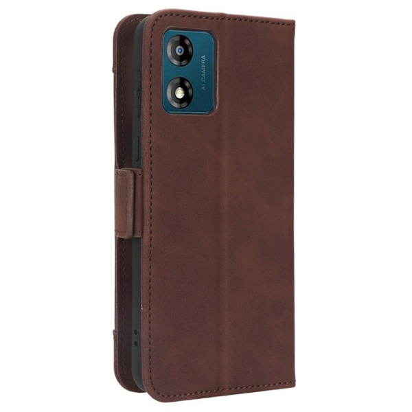 Stilfuldt Læder Etui med Pung til Motorola Moto E13 - Brun Brown