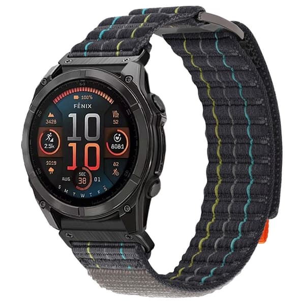 26 mm klockarmband Garmin Fenix 8 51 mm / Enduro 3 / Enduro 2 Magic Tape Nylon Strap - Mörkgrå Silvergrå