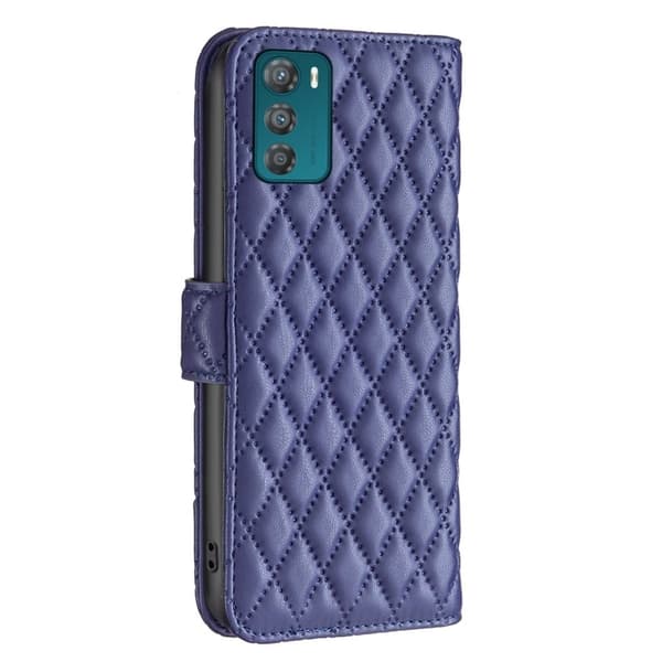 Rombemønster, matt flip-deksel for Motorola Moto G42 - Blå Blue