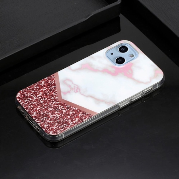 Marble design iPhone 14 cover - Rosa Guld Splejsning Marmor Multicolor