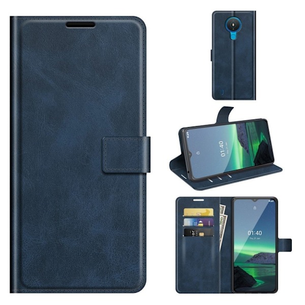 Wallet-style Læder Etui til Nokia 1.4 - Blå Blue