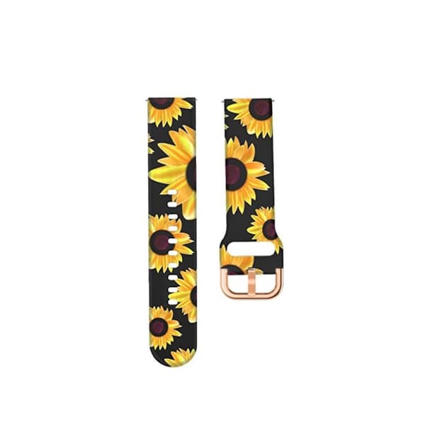 22mm Universal viileä kuvio silikoni ranneke - Auringonkukat Yellow