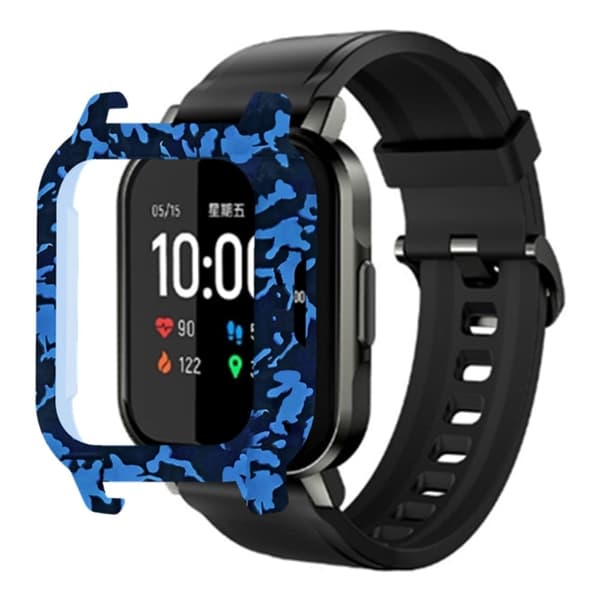 Haylou Solar LS02 Watch Protective Case Pattern Printed Slim-Fit Frame Cover - Blå Camouflage Blue