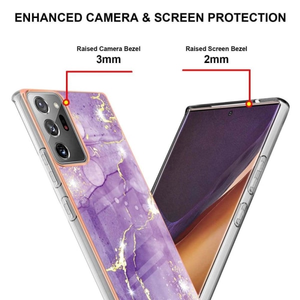 Marble Samsung Galaxy Note 20 Ultra Etui - Lilla Marmor Haze Purple