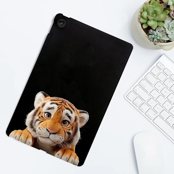 Lenovo Tab M10 Plus (3rd Gen) Case Pattern Printing Slim Flexible Tablet Protective Cover - Little Tiger Brown
