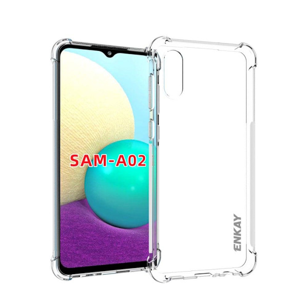 ENKAY genomskinligt droppsäkert fodral för Samsung Galaxy A02 Transparent