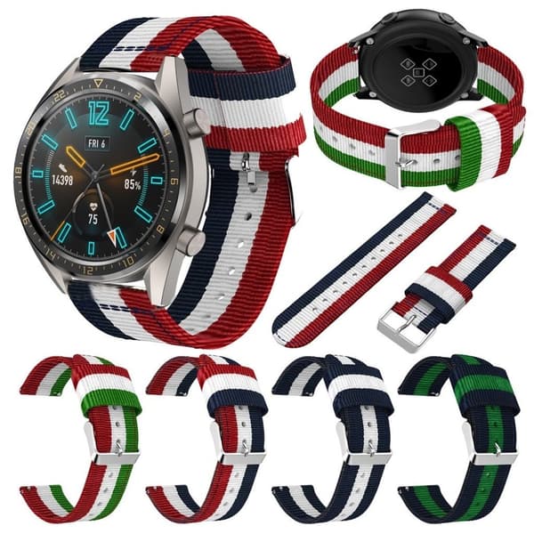 Huawei Watch GT 2 46 mm nylonarmbånd - Mørkeblå / Hvit Blue