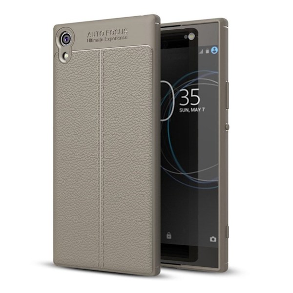 Sony Xperia XA1 Stilrent läder skal - Grå Silvergrå