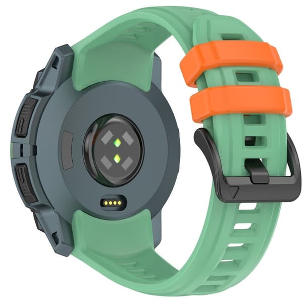 Garmin Instinct 3 45mm Watch Band 22mm Silicone Replacement Strap - Regnskovsgrøn + Orange Green
