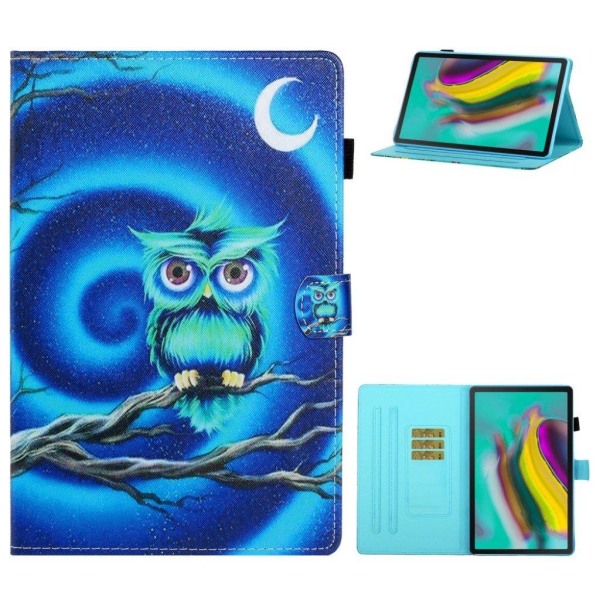 Samsung Galaxy Tab A7 10.4 (2020) cool mønster læder flip etui - ugle In A gren Blue