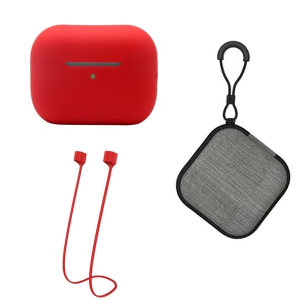 AirPods Pro 2 silikonetui med stropp og oppbevaringsboks - Rød Red