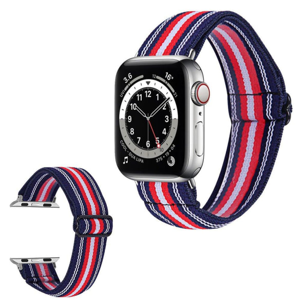 Apple Watch 42mm - 44mm elastisk urrem med stilfuldt mønster - Linjer Af Rød / Hvid / Rød Multicolor